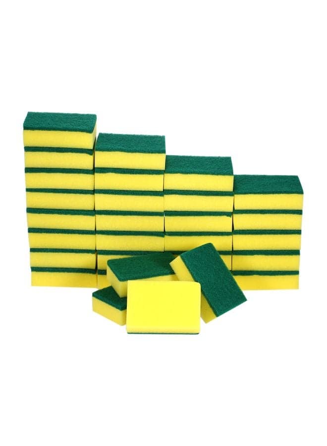 30-Piece Multi-Purpose Double-Faced Dish Scouring Pad Set Yellow/Green 10x7x3cm