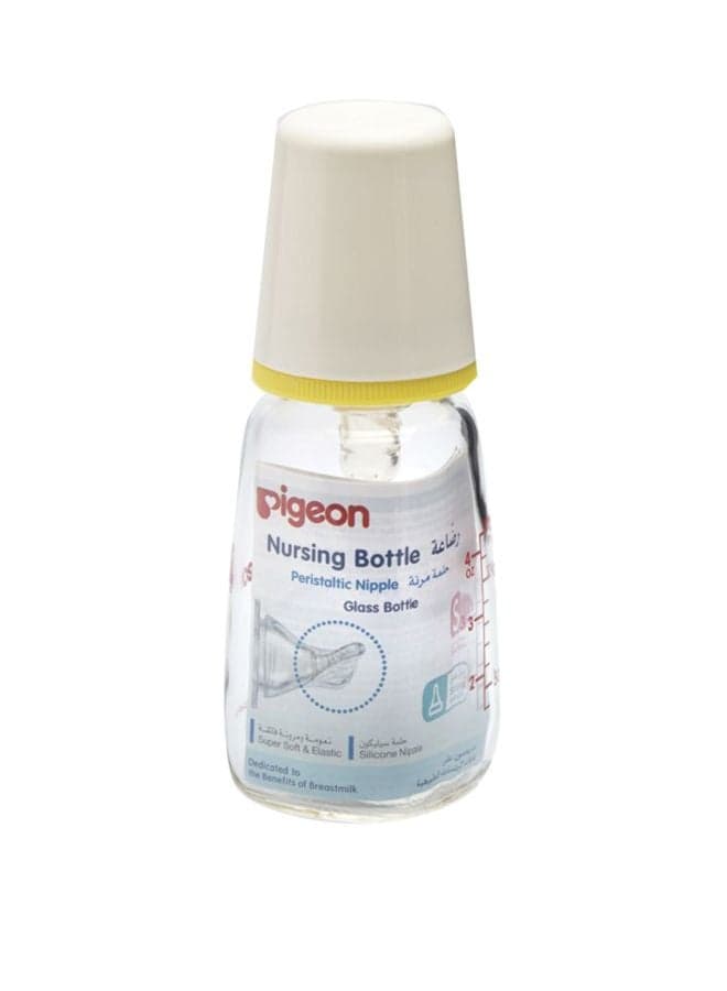 Glass Nursing Feeding Bottle, 120ml - Clear/White
