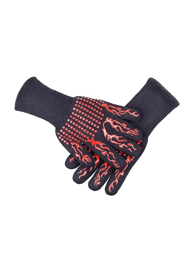 High-Quality Barbecue Gloves Black/Red 35 x 13cm