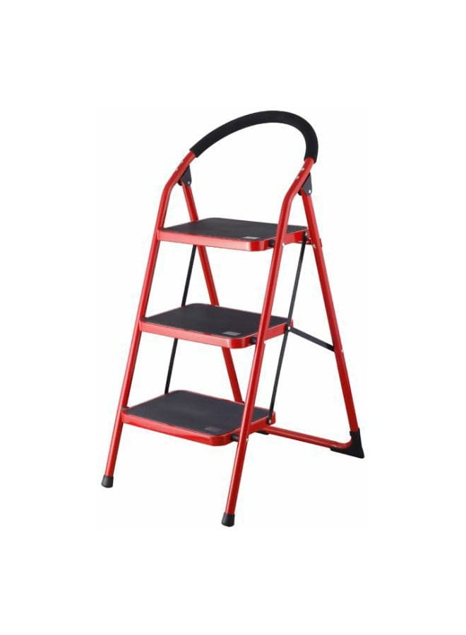 3-Step Indoor Folding Step Ladder Black/Red 121.5 x 13 x 48centimeter