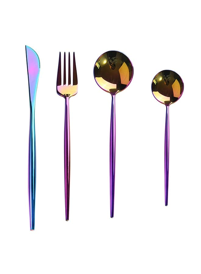 4-Piece Luxury Knife Fork Spoons Set Multicolour 25x16x3.5cm