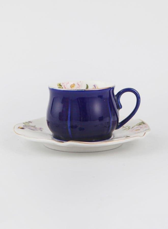 2-Piece Voguish Unique Five Leaf Cup And Saucer Blue/White 115ml