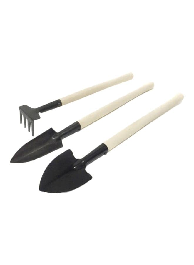 3-Piece Gardening Tools Set Black/Beige