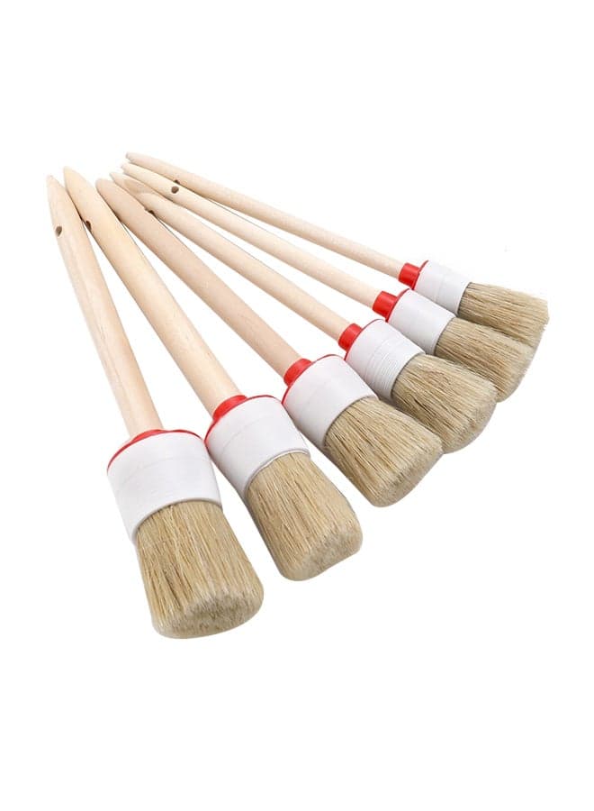 6-Piece Car Brush Kit Beige 26cm