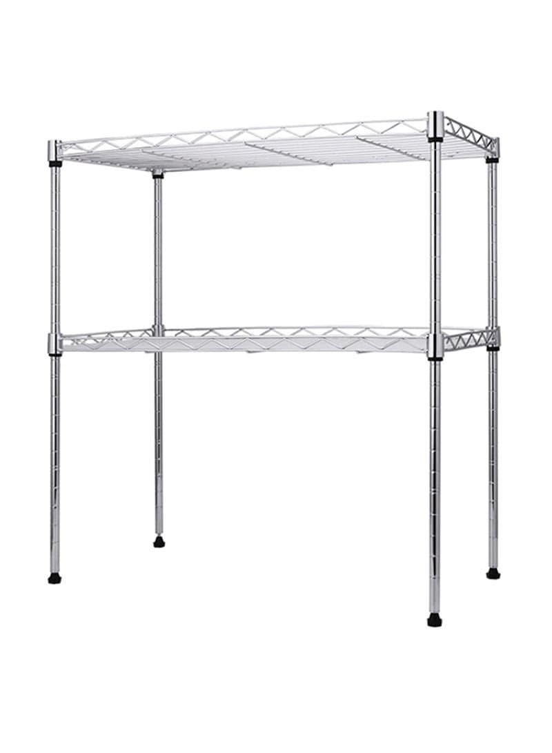 2-Layer Adjustable Microwave Oven Rack Silver 55 x 55 x 30cm