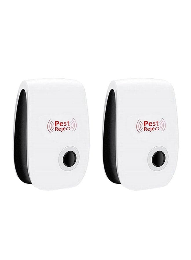 2-Piece Ultrasonic Multipurpose Electronic Pest Repellent White/Black 15centimeter