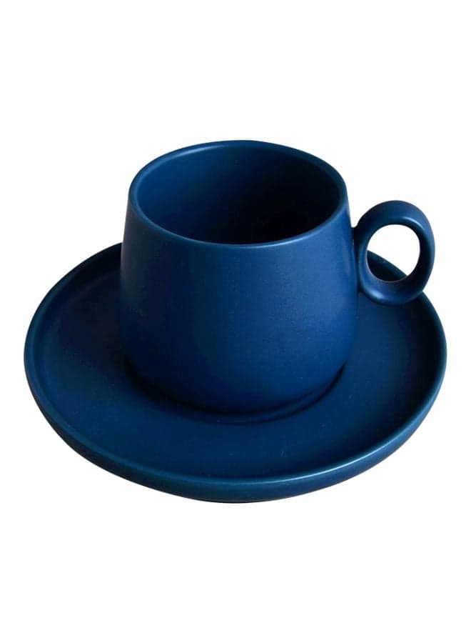 Ceramic Cup With Saucer Blue 11.5x7.3x7.6cm