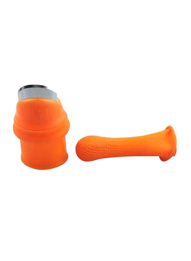Silicone Thumb Cutter With Rubber Finger Cot Orange/Silver