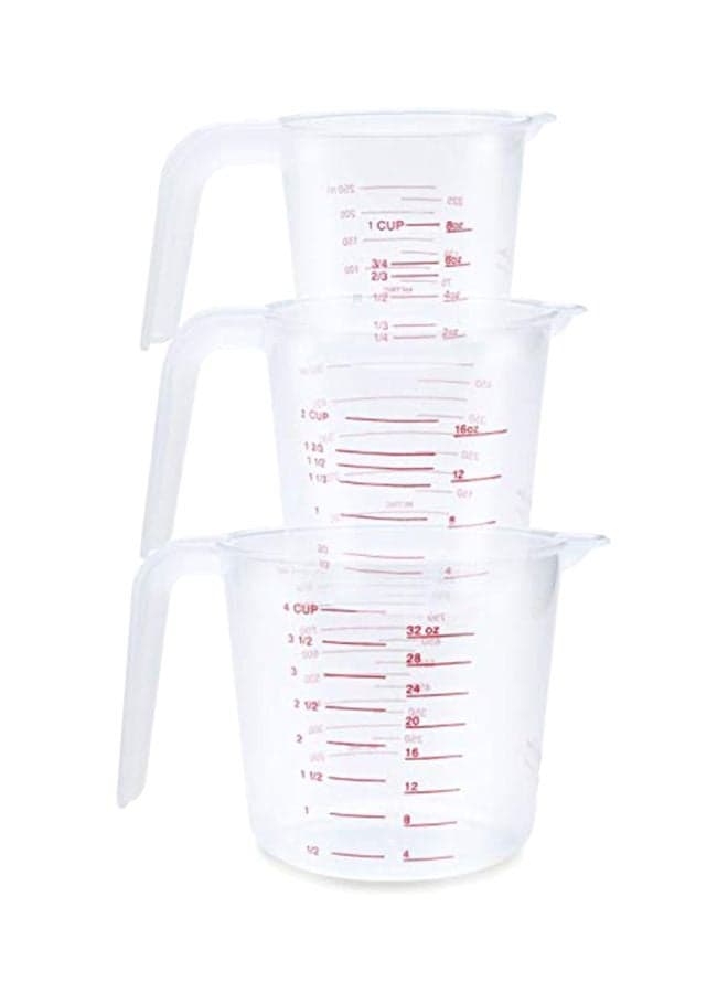 3-Piece Plastic Measuring Cup Clear 250, 500, 1000mm