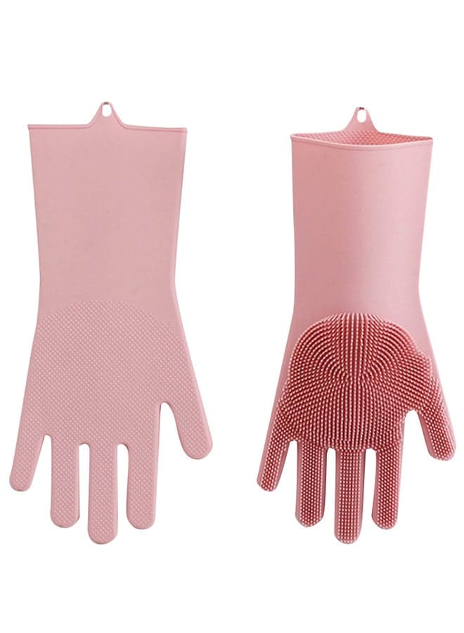 Pair Of Anti-Slip Waterproof Cleaning Gloves Pink 230 x 30mm