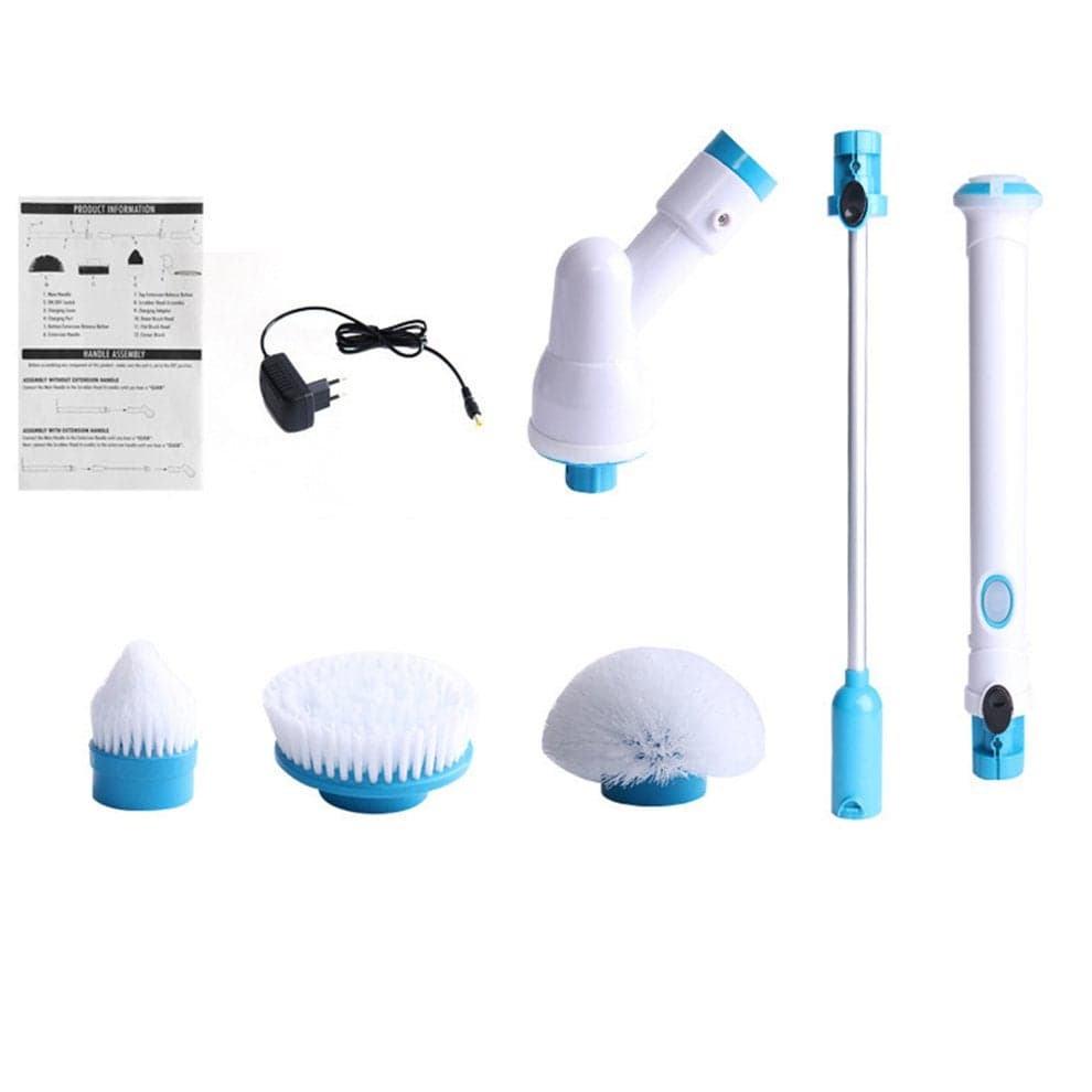Electric Long Handle Cleaning Brush Set White/Blue