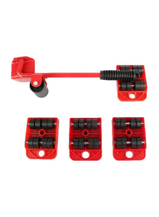 5-Piece Furniture Lifter Slider Set Red 32x9cm