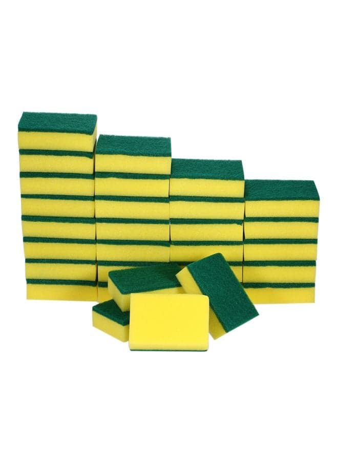 30-Piece Double-Faced Sponge Green/Yellow 10x7x3cm