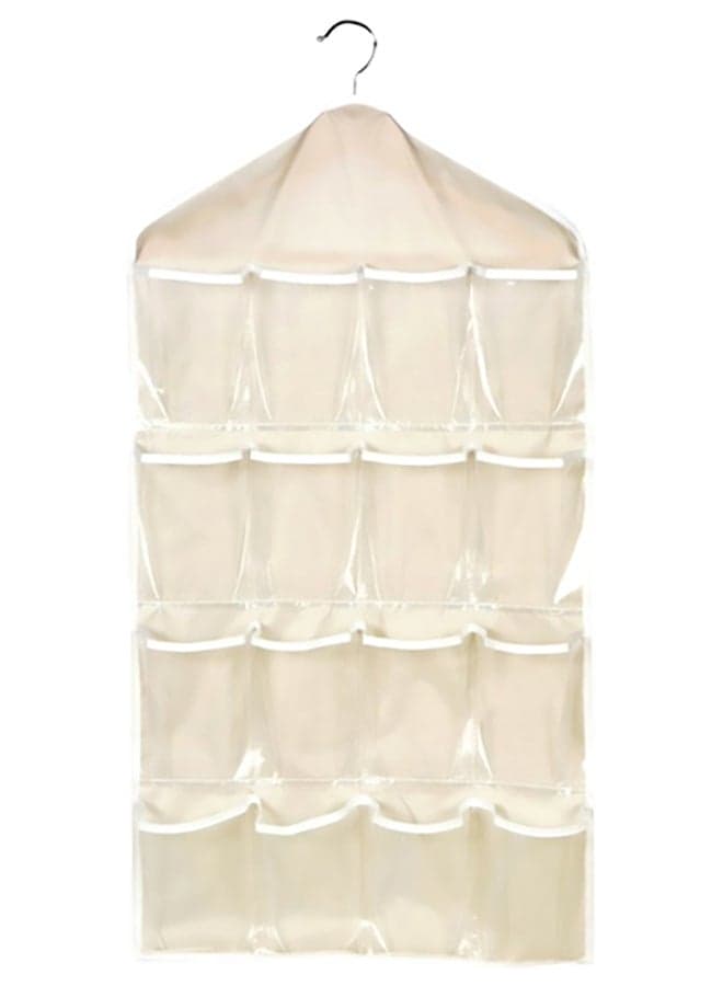 16-Pockets Wardrobe Hanging Storage Bag Beige 73 x 42cm