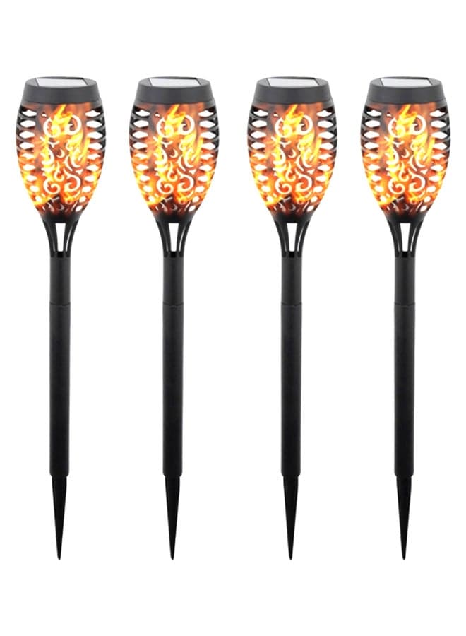 4-Piece Solar Flickering Lawn Lamp Set Black