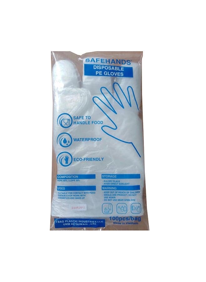 100-Piece Safehands Protective Glove Set Clear 27 x 16cm
