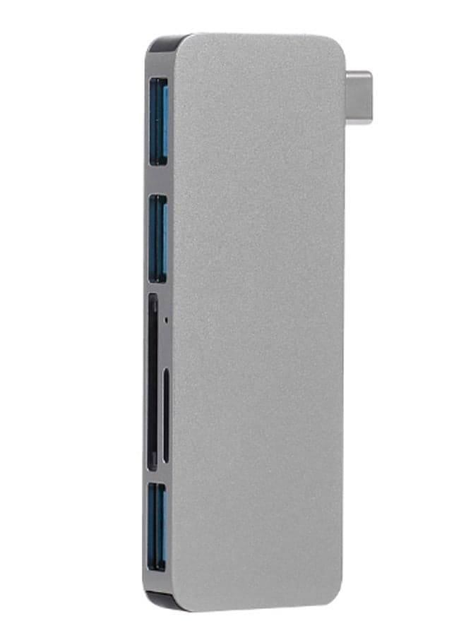 5-In-1 USB-C Hub To USB 3.0 Type-C Converter Adapter Grey