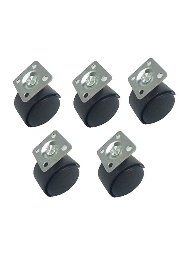 5-Piece Office Chair Swivel Caster Wheel Black/Silver 1.5inch