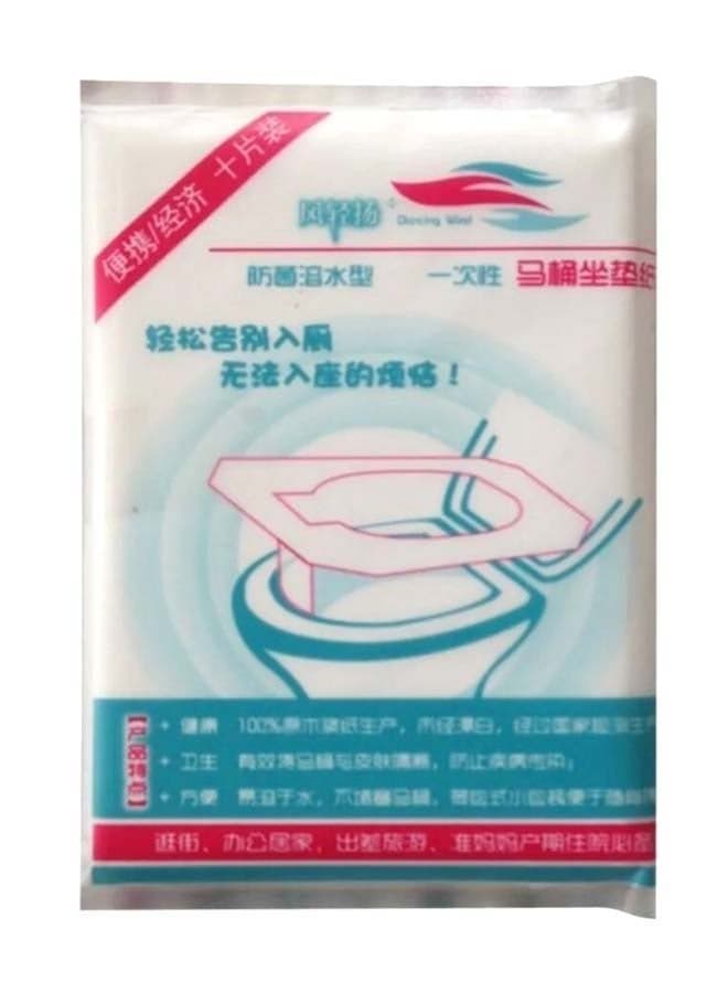 10-Piece Disposable Toilet Seat Paper Cover Set White