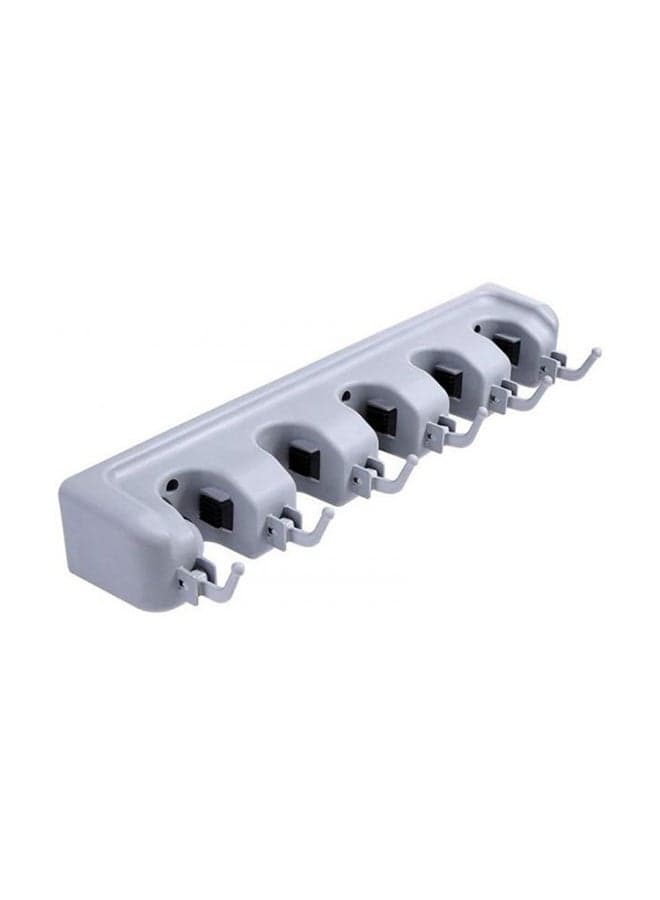 Mop And Broom Holder Garden Tool Wall Mounted Organizer Grey 386grams