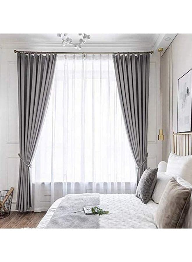 Pack Of 2 Blackout Curtains Dark Grey 2x (200x270)cm