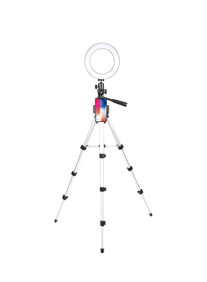 LED Ring Light With Tripod Stand And Phone Holder Kit White/Silver/Black
