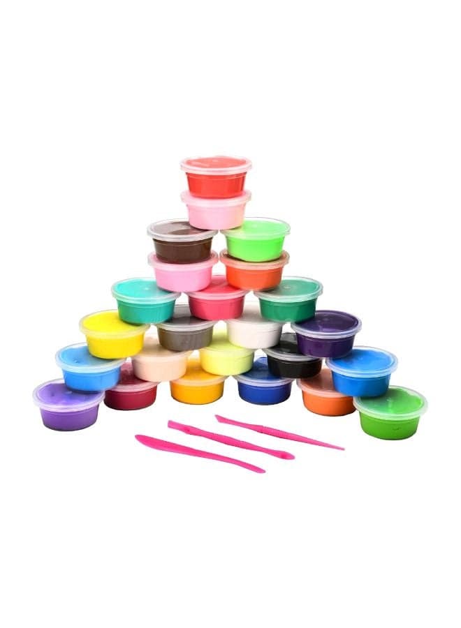 24-Piece Colours Fluffy Slime Soft Clay Diy Modelling Set For Children 20x13.2x11cm