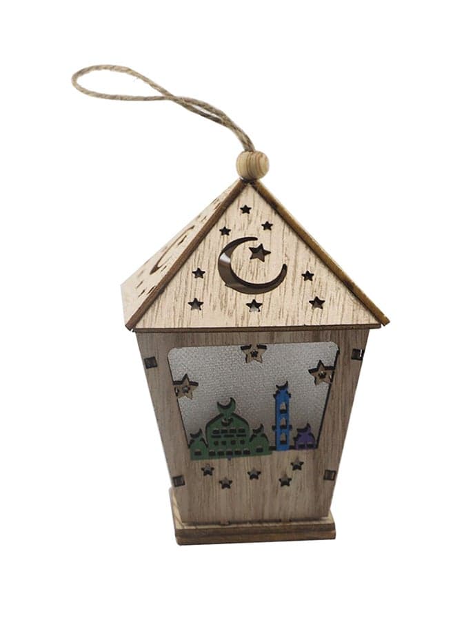 Wooden House LED Lamp With String Eid Mubarak Decoration Multicolour 13cm
