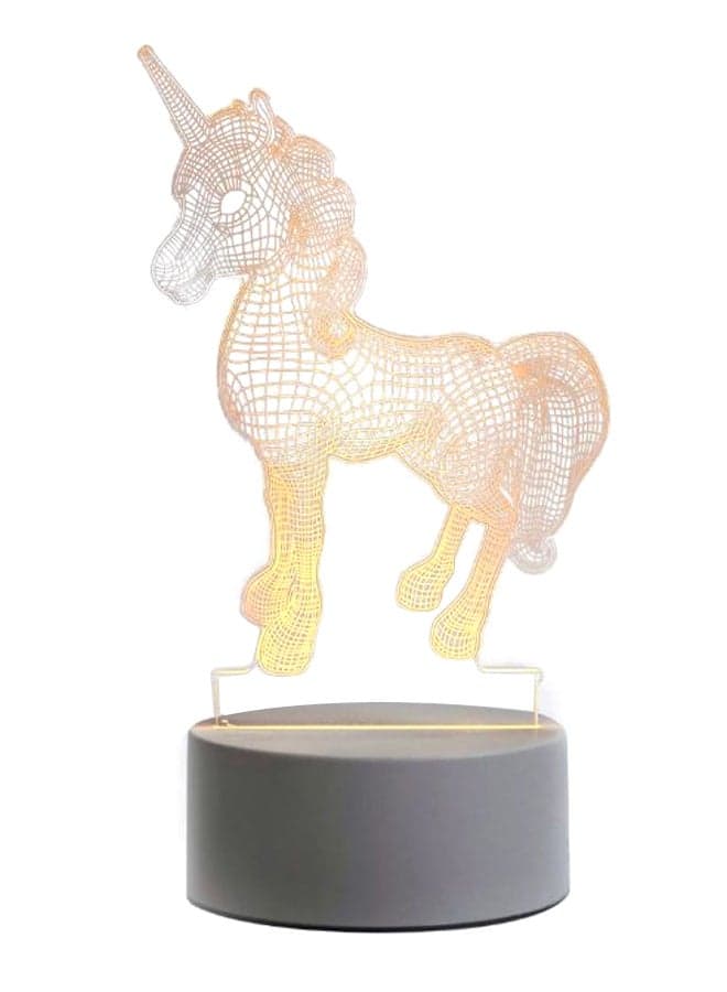 Unicorn 3D Night Light Table Lamp Grey/Gold/Clear 20.5 x 14.5cm