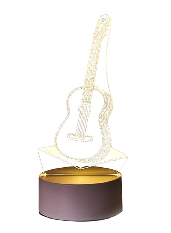 Guitar 3D Night Light Table Lamp White/Clear 20.5 x 14.5cm