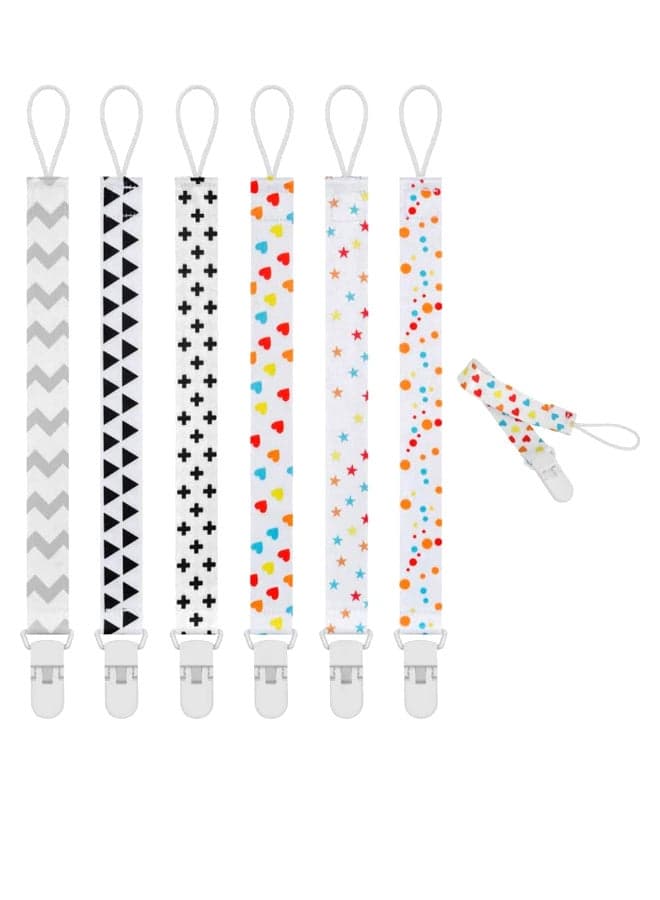 6-Piece Multi Purpose Pacifier Holder Strap Set