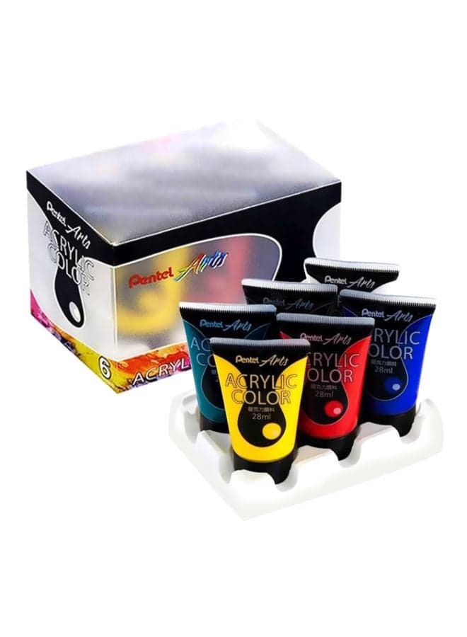 6-Piece Acrylic Colour Tube Set Multicolour