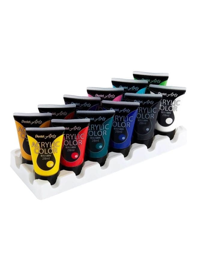 12-Piece Acrylic Colour Tube Set Multicolour