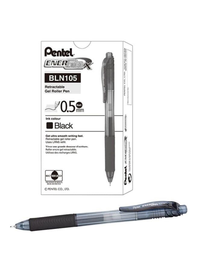 12-Piece Energel Retractable Gel Pen Set Black