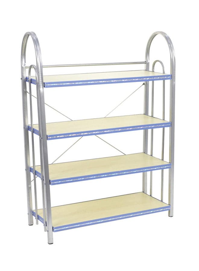 4-Shelf Shoe Storage Rack Organizer Silver/White/Blue 50x20x75centimeter