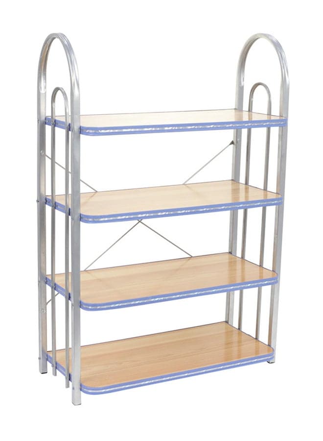 4-Shelf Shoe Storage Rack Organizer Silver/Brown 50x25x75centimeter