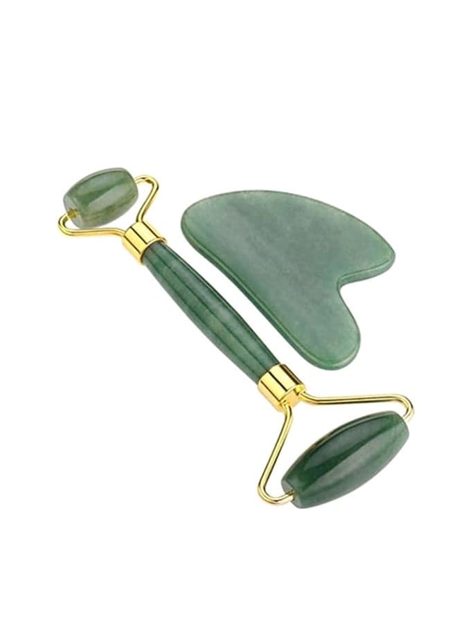 Jade Roller Guasha Stone Massager Gift Set Green 220grams