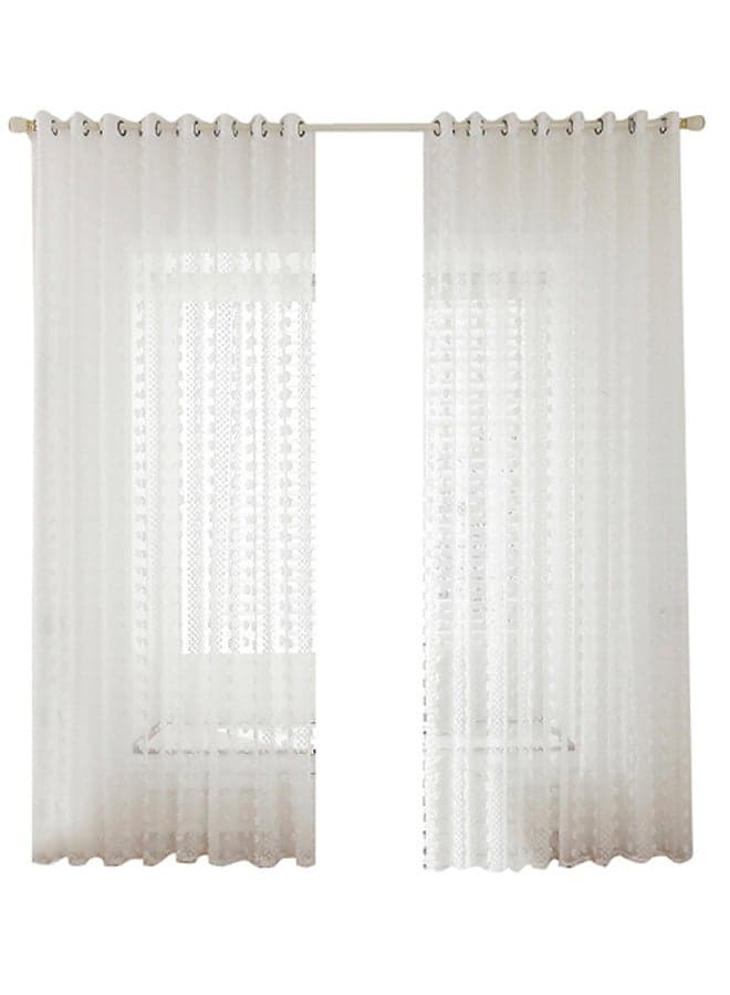 2-Panel Sheer Voile Window Curtain Set With Ring Rod White 39 x 78inch