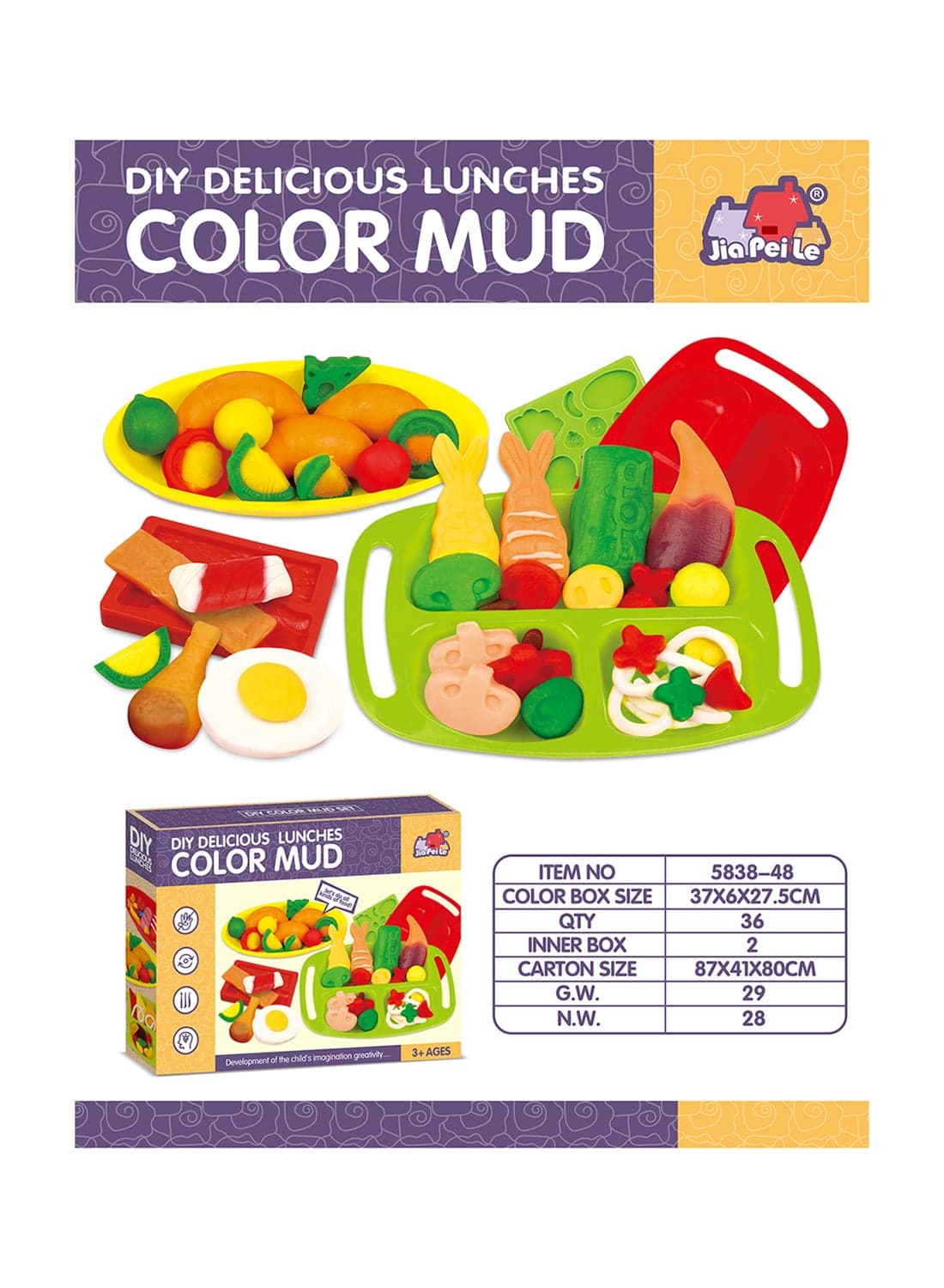 Diy Lunch Color Mud Multicolored For 3+ Year Age Group Kids Durable And Sturdy 37x27.5x6cm