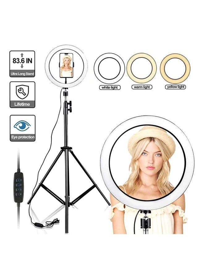 Ring Light Tripod Mount Live Broadcast Dual Phone Bracket 26cm Black