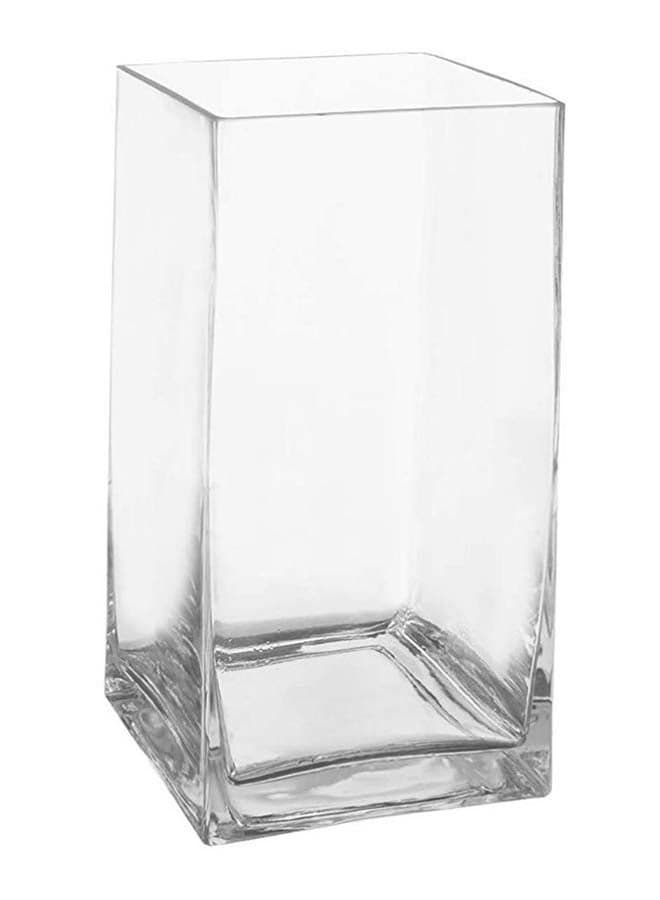 Transparent Vase With Square Base Clear 20 x 10centimeter