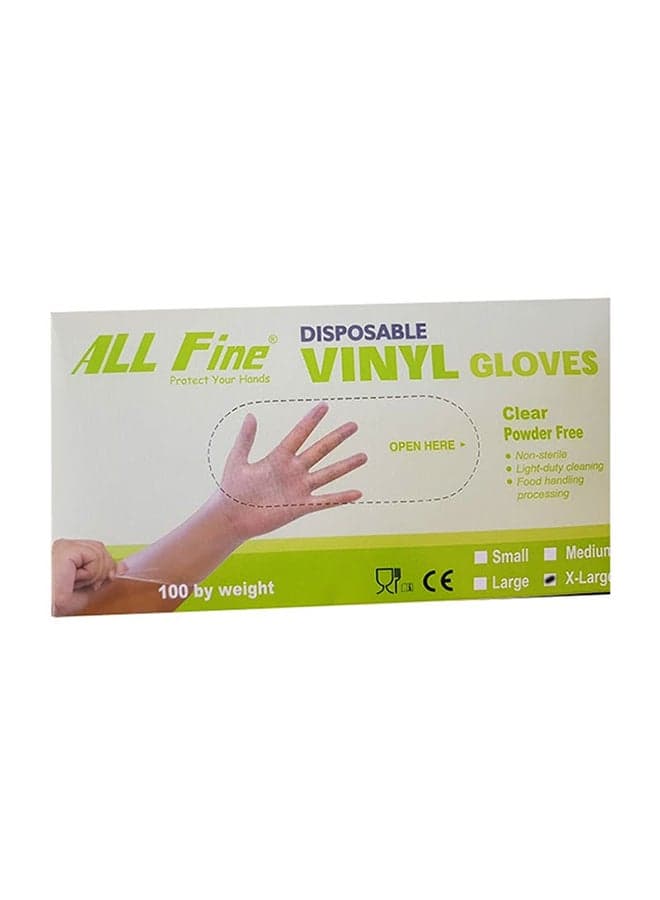 100-Piece Disposable Vinyl Powder Free Gloves XL