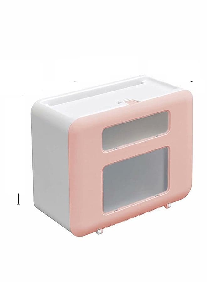 Waterproof Wall Mounted Tissue Box Pink/White 29x23x15centimeter
