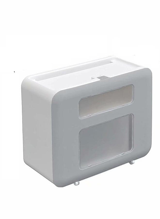 Waterproof Wall Mounted Tissue Box White/Grey 29x23x14centimeter