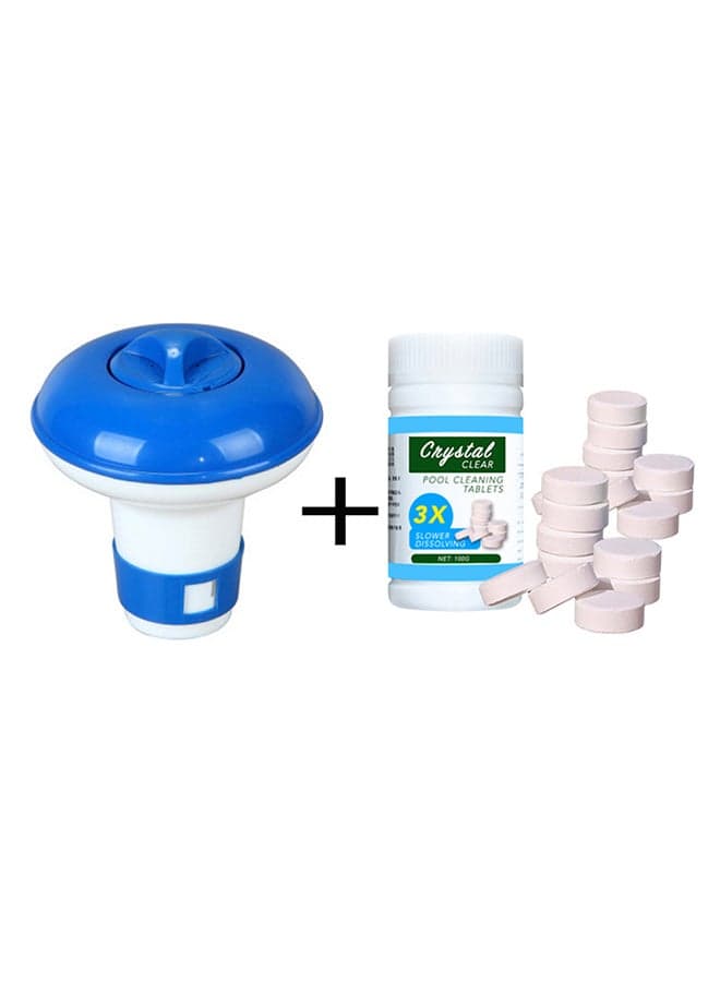 Pool Cleaning Tablet With Floating Pool Dispenser Blue 15x10x15cm