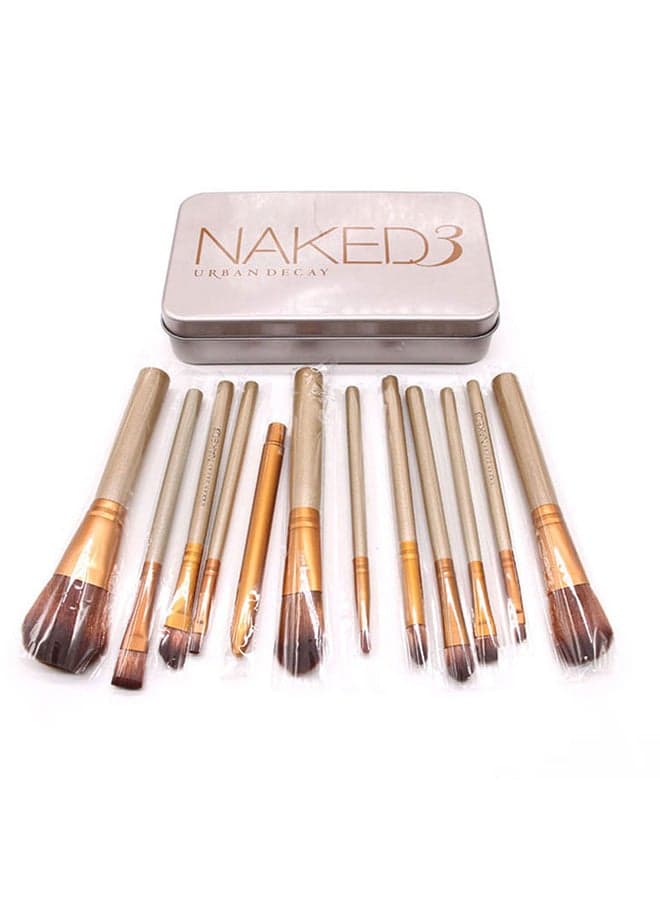 12-Piece Makeup Brush Set With Box gold