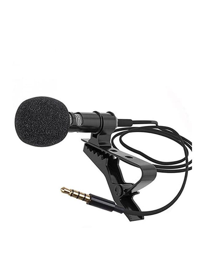 Mini Clip-On Lavalier Microphone Lapel Condenser Mic Black