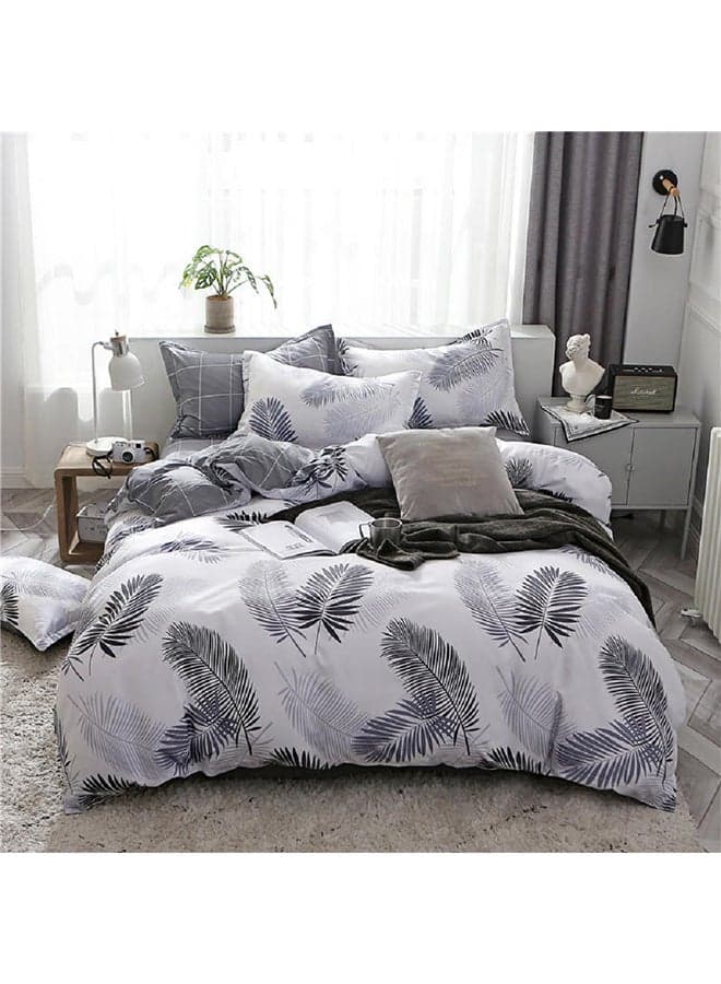 4-Piece Queen Size Luxurious Comforter Set Microfiber White 220x240cm
