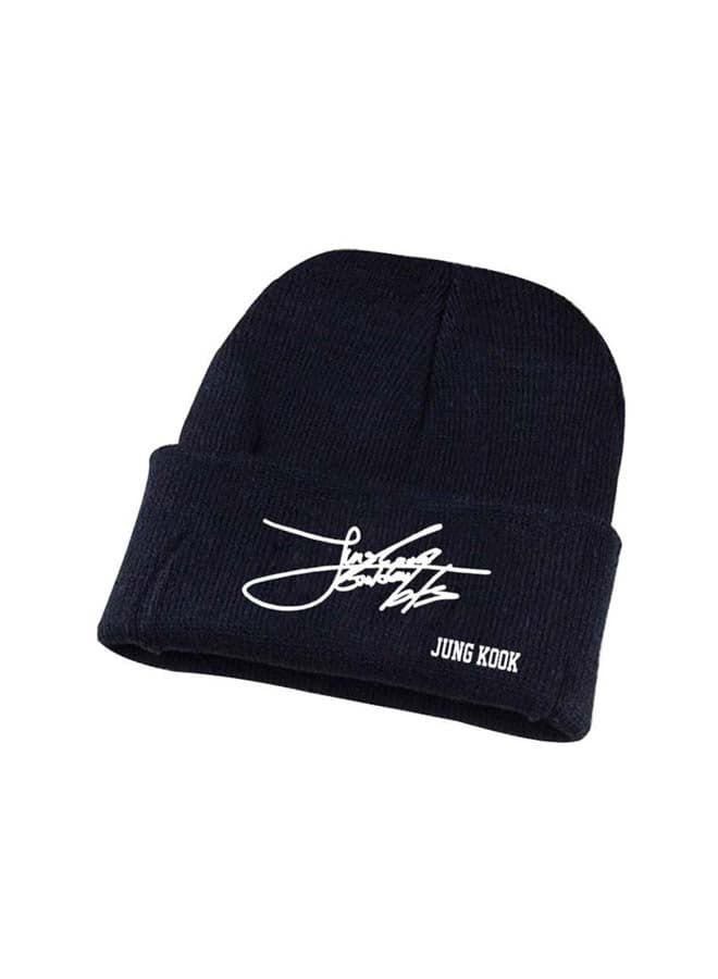 BTS Jung Kook Named Pattern Beanie Black/White