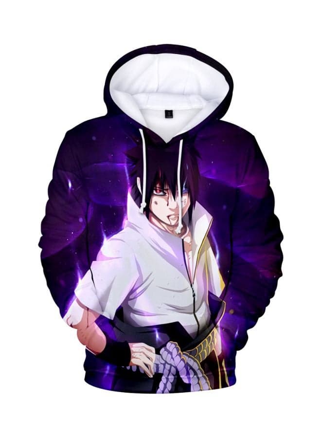 Anime Naruto 3D Digital Printed Hooded Sweater Purple/White